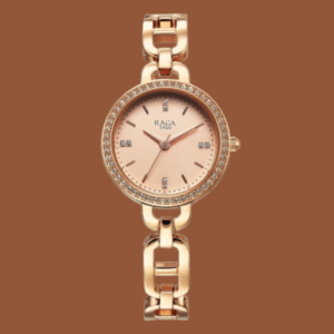 Titan Raga Showstopper Quartz Analog Rose Gold Dial Metal Strap Watch for Women
