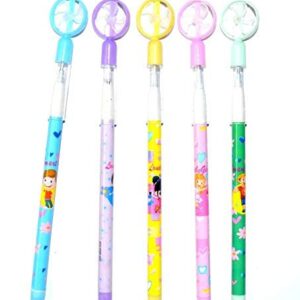 Pack of 12 Unicorn Pencils with Fan & Whistle Tops