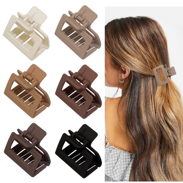 6 Pcs Matte Square Claw Hair Clips for Women & Girls